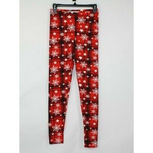 Derek Heart Christmas Holiday Leggings Size Medium Color Red/White/Black